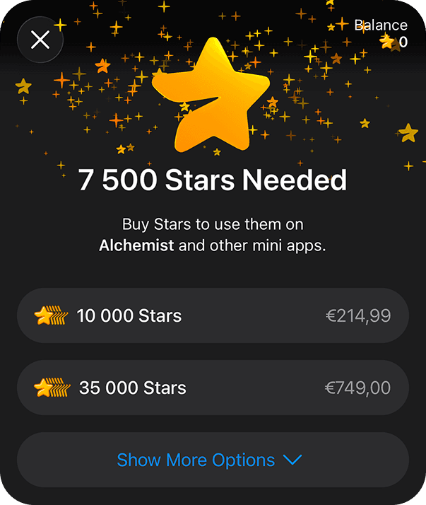 Buying Telegram Stars in the Telegram app